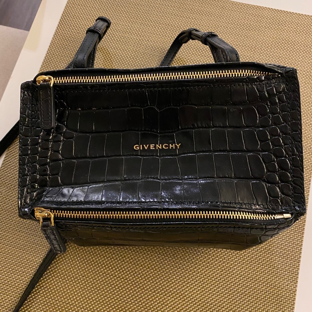 Givenchy Pandora Mini Crocodile-Embossed Bag